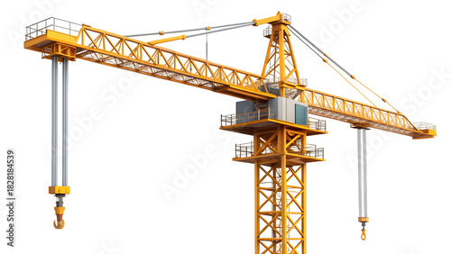 Modern yellow construction crane symbolizes progress and engineering excellence for building projects and urban development, showcasing industrial strength and innovation
