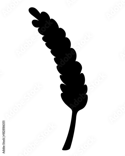 Aquatic plant leaf, seaweed - vector silhouette image for stencil, logo, or pictogram. Sea plant sign or icon.