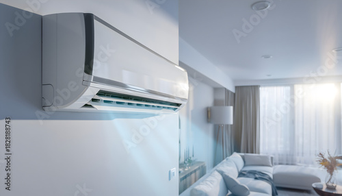 Modern Air Conditioner in Bright Living Room