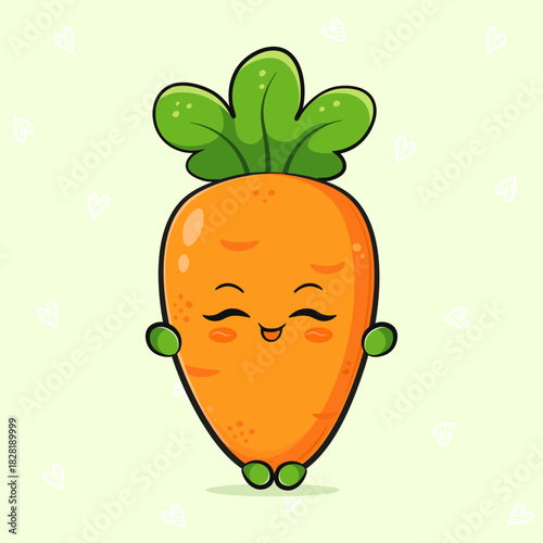 Cute cartoon carrot character happily smiling