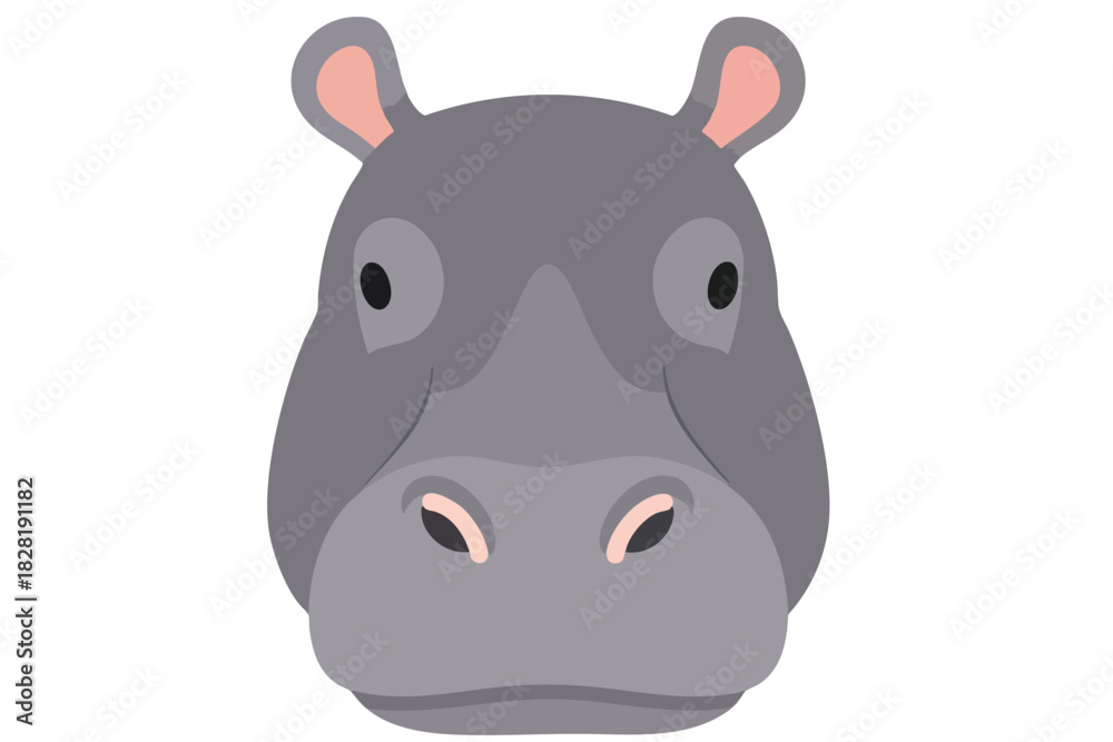 Fototapeta premium Cartoon Hippo Head Illustration