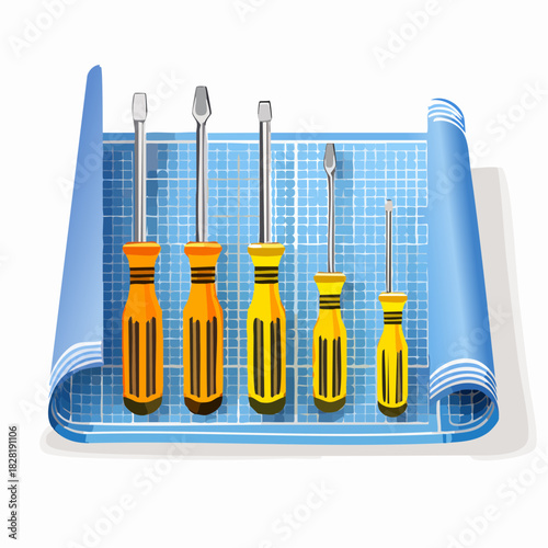 Vector illustration of a screwdriver tool set.