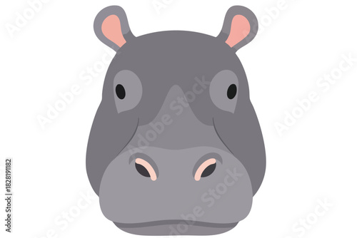 Cartoon Hippo Head Illustration