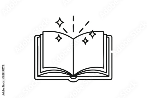 Magical Open Book Illustration with Sparkling Pages
