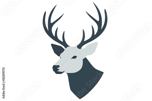 Stylized Deer Head with Antlers Illustration