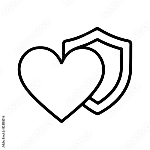 heart under protection vector line icon on a white background Vector line icon on a white background