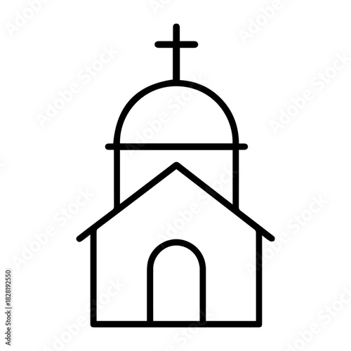 Church with a dome vector line icon on a white background Vector line icon on a white background