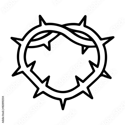 wreath of thorns vector line icon on a white background Vector line icon on a white background