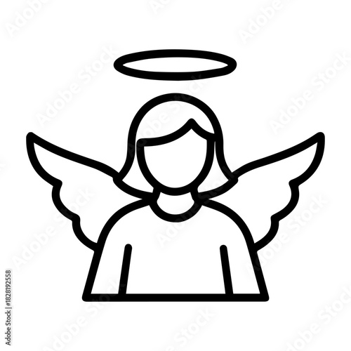 angel vector line icon on a white background Vector line icon on a white background