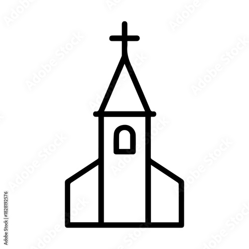 Church tower vector line icon on a white background Vector line icon on a white background
