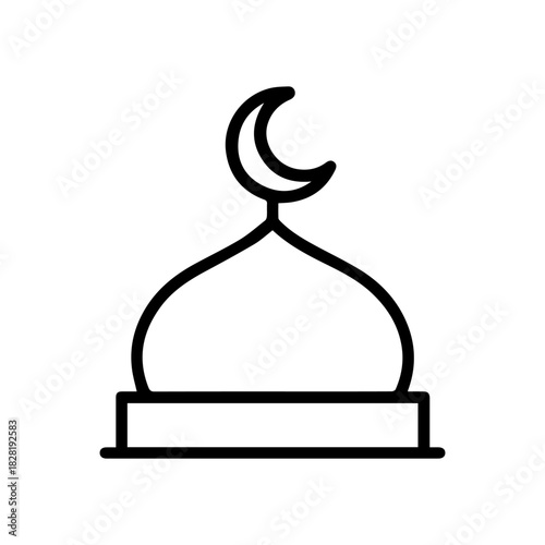 dome with crescent moon vector line icon on a white background Vector line icon on a white background