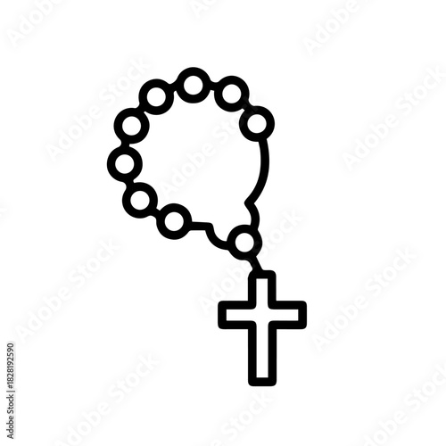 rosary vector line icon on a white background Vector line icon on a white background
