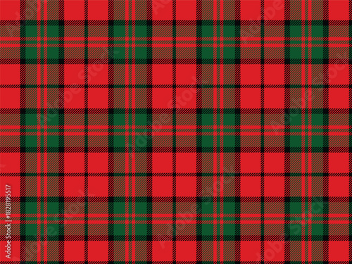 Christmas tartan plaid seamless pattern, red green traditional festive check seamless background. Great for holiday fabrics, greeting cards, wrapping paper and seasonal craft design