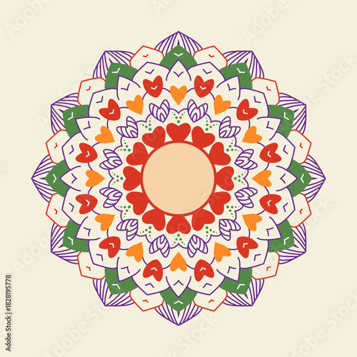 Hearts Mandala Graphic Decor Abstract Shape