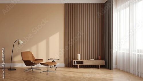 3d rendering,3d illustration, Interior Scene and Mockup,furniture designer render 3D model Armchair living room