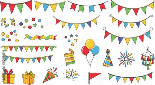 Colorful party elements collection for festive designs