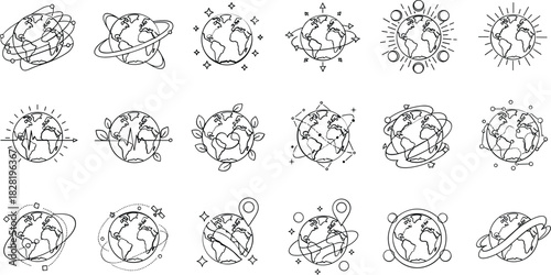 Earth globe vector icons collection for global themes