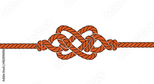 Detailed illustration of a complex rope knot, symbolizing connection and strength in maritime traditions