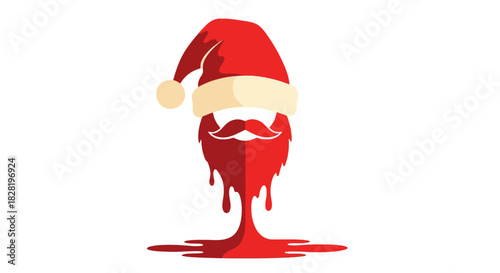 Melting Santa Claus Illustration with Dripping Red Paint Effect
