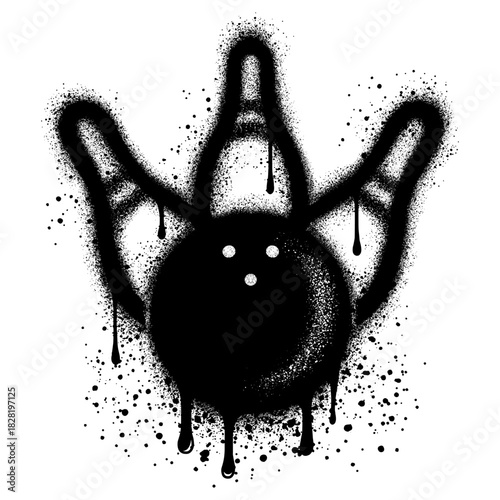 Spray Painted Graffiti Bowling icon  Sprayed isolated with a white background.