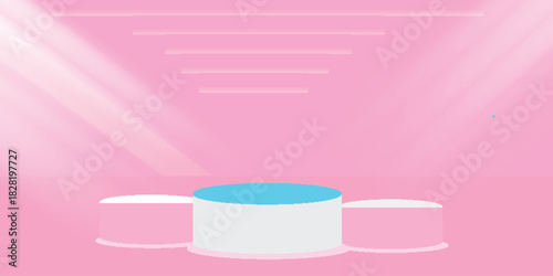 Soft Pink Spotlight Podium Background. stand product display presentation. Stage for showcase