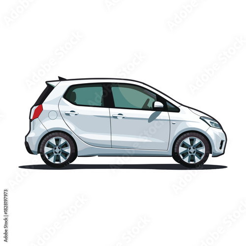 White hatchback car vector illustration
