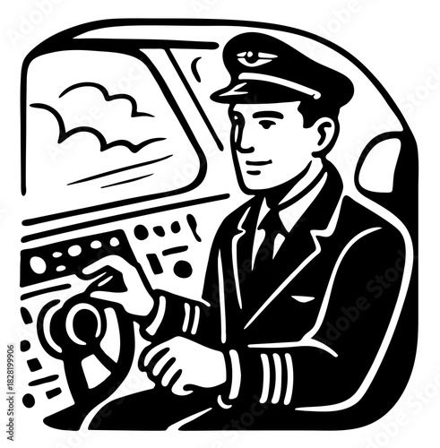 Pilot in cockpit managing controls and preparing for takeoff during a travel journey