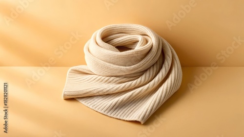 Cream Colored Knitted Scarf in Circular Folded Position