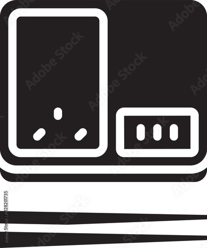 Simple monochrome vector illustration of a Japanese bento box. Modern flat design ideal for culinary themes, Asian food concepts, and minimal icon sets.