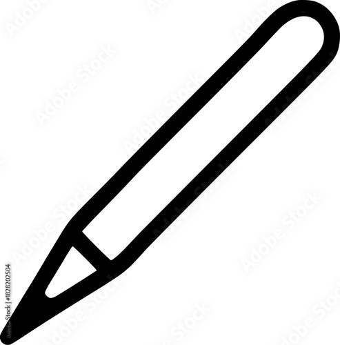 An outline icon representing an eyeliner or lip pencil, symbolizing eye makeup, cosmetic application, and beauty products.