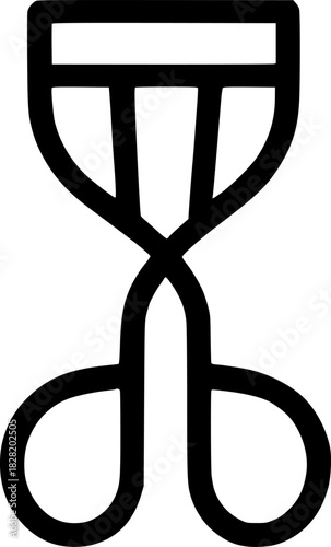 An outline icon representing an eyelash curler, symbolizing eye makeup, beauty tool, glamour, and personal cosmetic care.