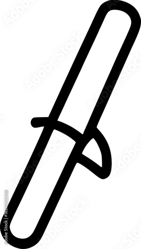 An outline icon representing a curling iron or wand, symbolizing hair styling, beauty, curling, and grooming appliances.