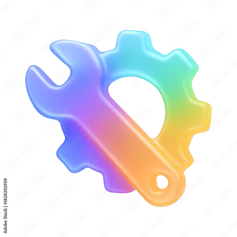 Obraz premium PNG Colorful gear wrench illustration