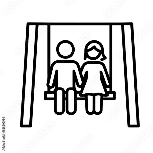 couple on a swing vector line icon on a white background Vector line icon on a white background