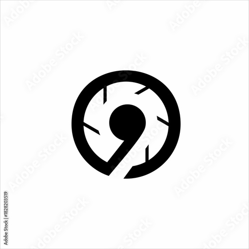 Number nine logo design with grinding wheel.