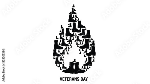 Symbolic representation of military boots forming a flame, honoring Veterans Day.