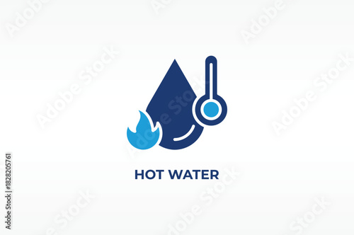 HOT WATER vector, icon or logo sign isolated symbol illustration