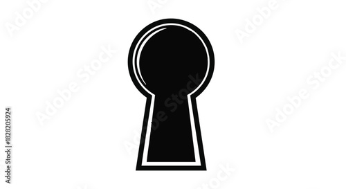 Security keyhole access vector icon in black and white