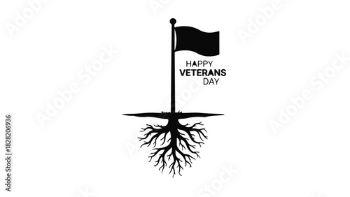 Saluting roots of freedom on Veterans Day with a waving flag