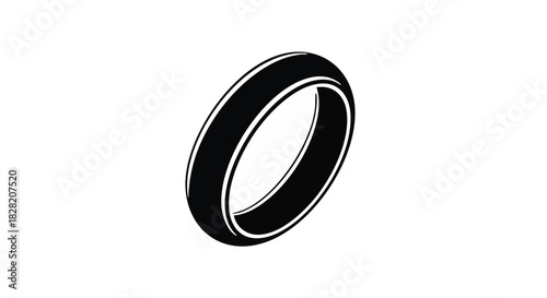 Wedding ring jewelry vector icon in black and white