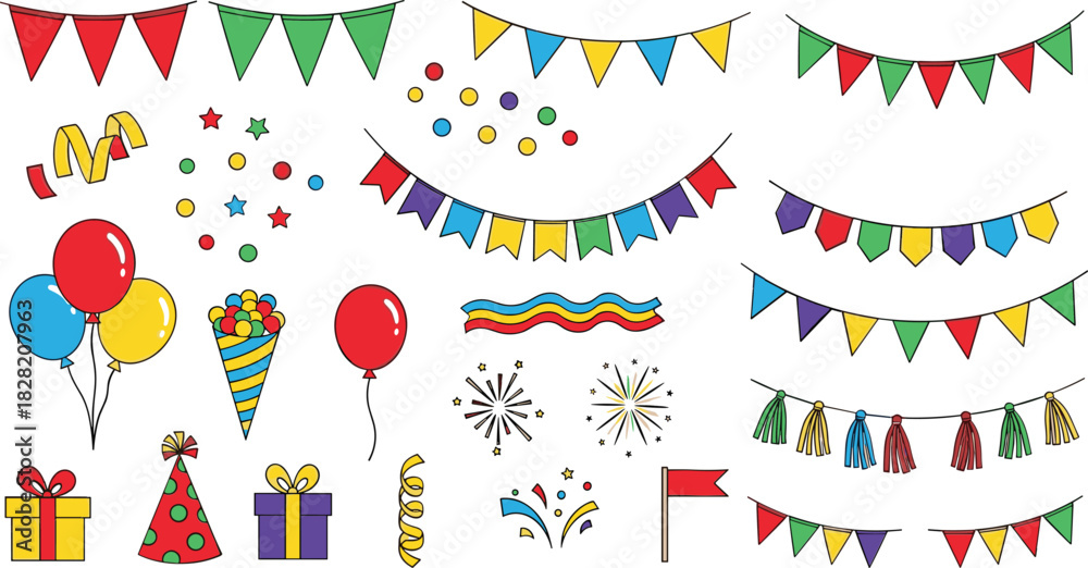 Obraz premium Vibrant party celebration elements collection design