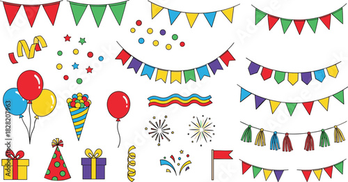 Vibrant party celebration elements collection design