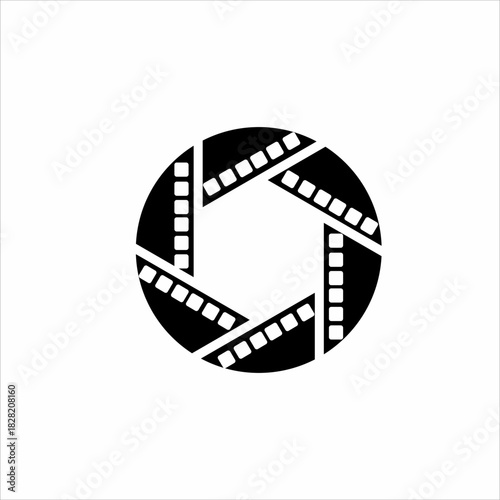 Film negative logo design with diaphragm concept.