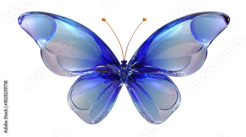 A beautiful blue butterfly isolated on white background 