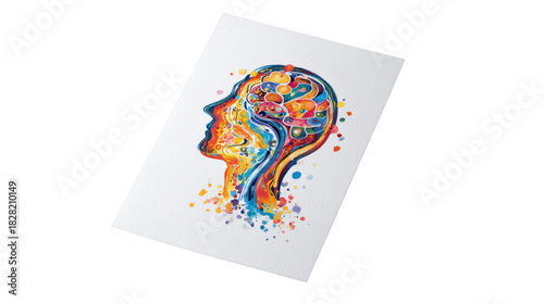 Abstract colourful human head illustration on white background 