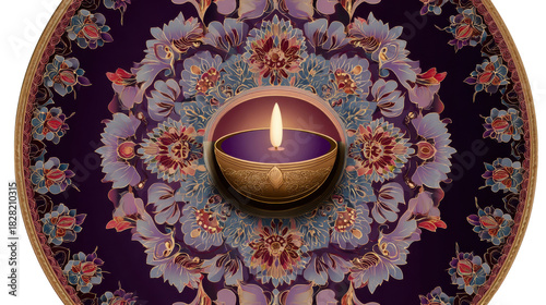 A single designed plate on burned candle isolated on white background 