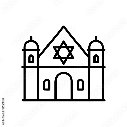 synagogue vector line icon on a white background Vector line icon on a white background