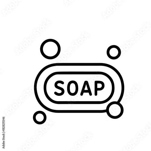 soap and bubbles vector line icon on a white background Vector line icon on a white background