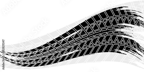 Auto tire tread grunge element. Car and motorcycle tire pattern, wheel tyre tread track. Black tyre print. Vector illustration