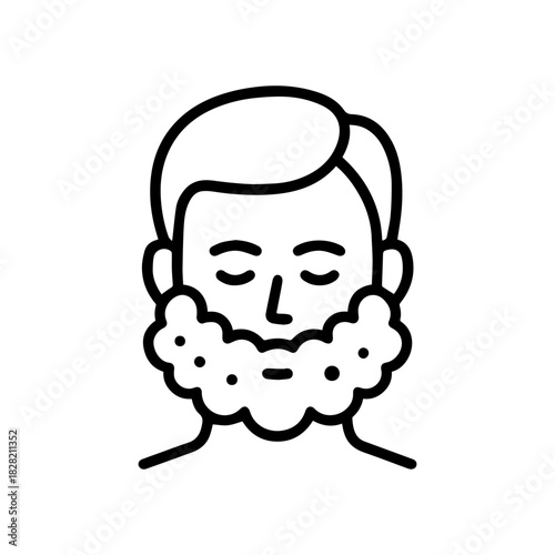 foam on face vector line icon on a white background Vector line icon on a white background